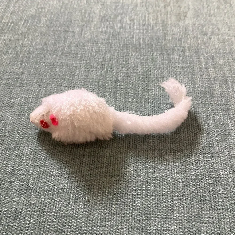 Gently Used White Cat Mouse Toy